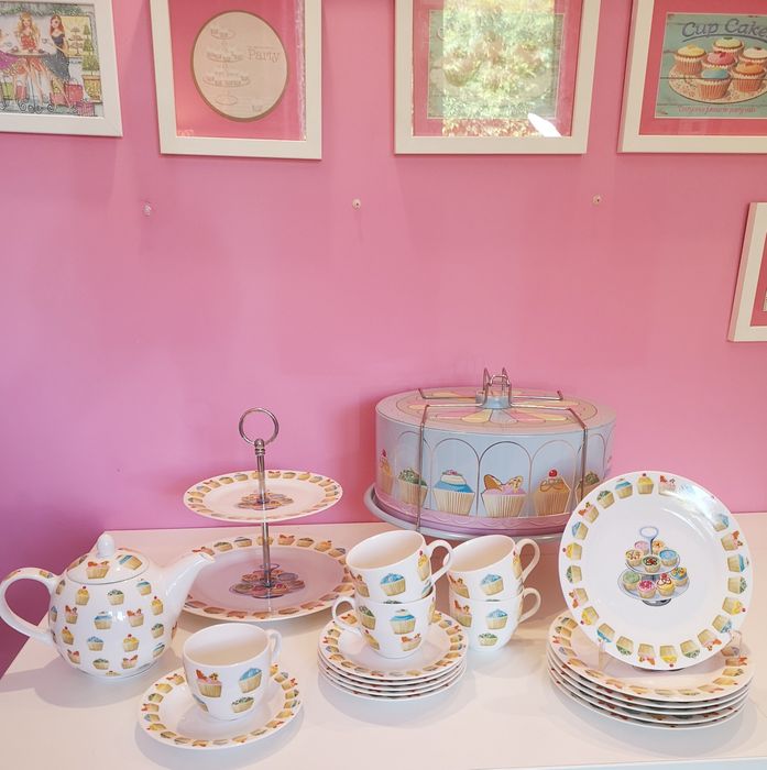Serviço de chá tema cupcakes