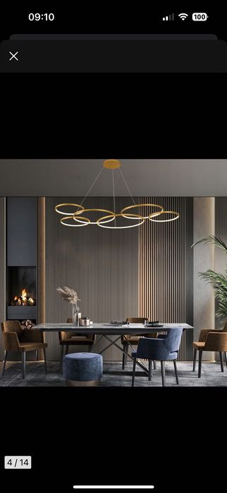 Lampa wisząca 120cm okręgi ring żyrandol  złota