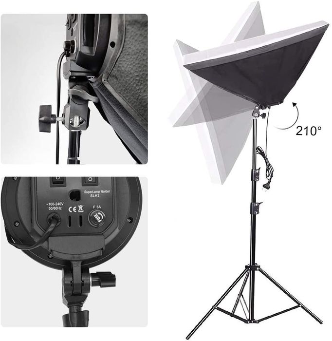 Студійне світло Софтбокс 50x70 на 4 лампи + Стійка 2.2м E27 SoftBox