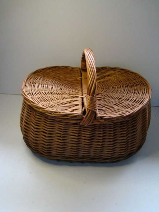 Wiklinowy koszyk piknikowy owalny brązowy 46x32x21 naturalna wiklina