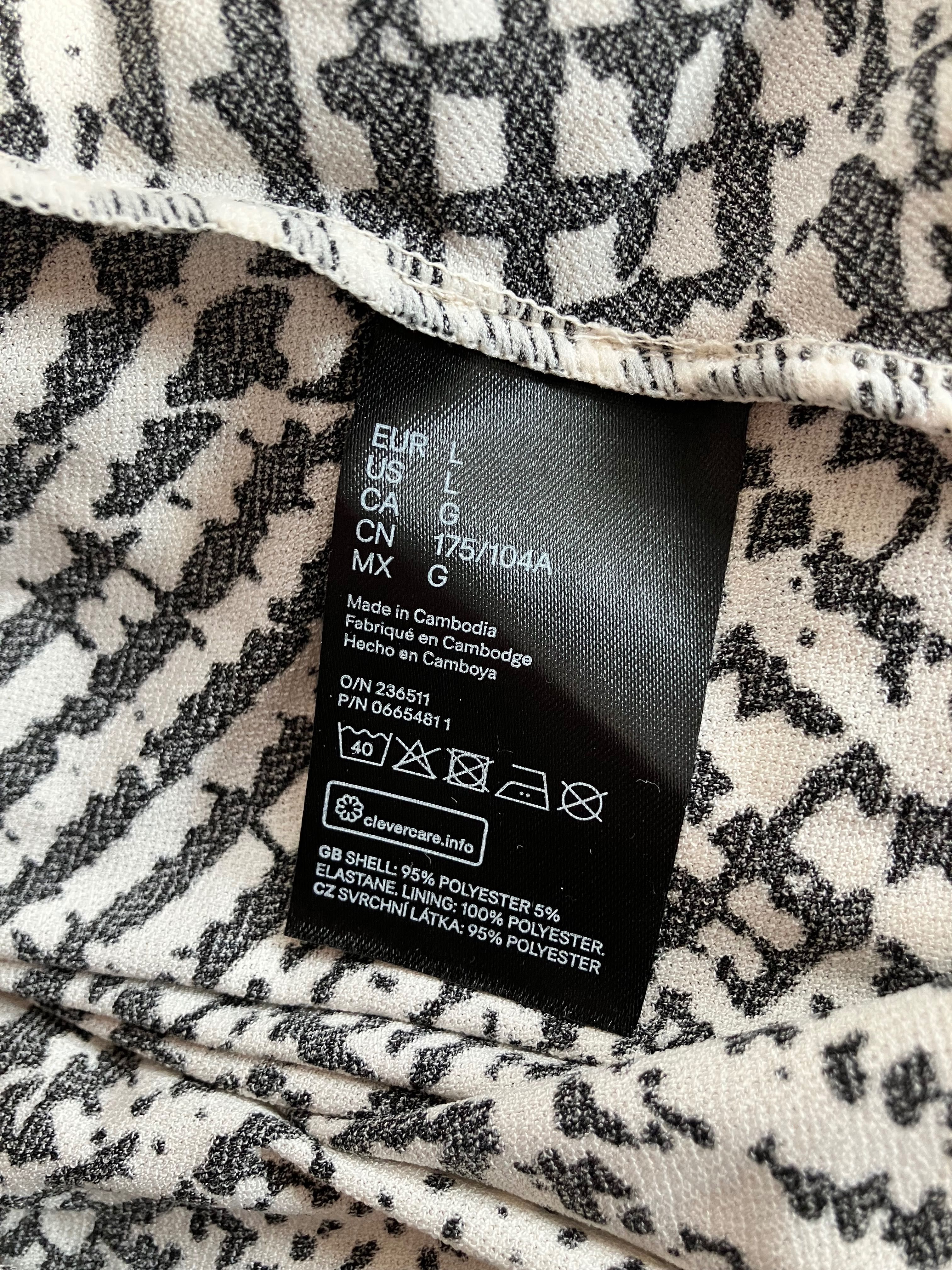 H&M sukienka biało czarna krata L