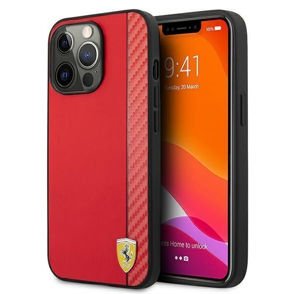 Pokrowiec Ferrari iPhone 13 Pro Max 6,7" Czerwony Carbon Stripe