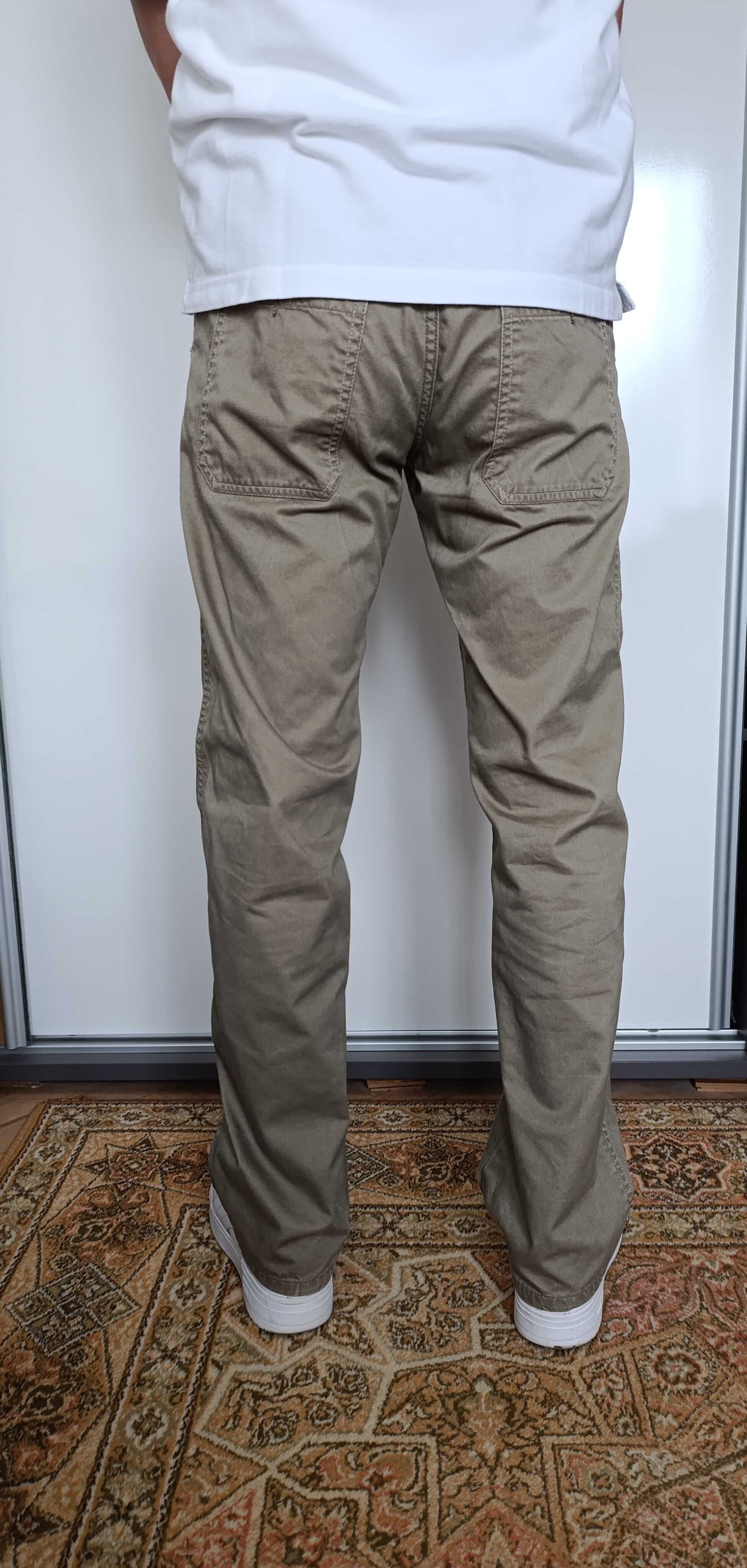 Beżowe spodnie męskie luźne Cottonfield Straight Fit 31 bawełna