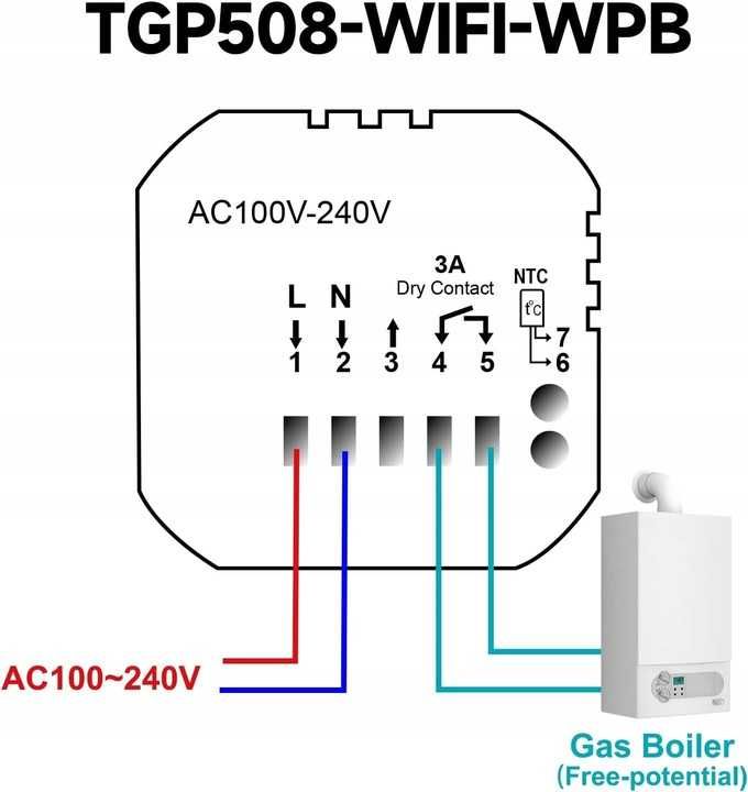 Beok TGP508-WIFI-WPB Smart Termostat do kotła gazowego 7A26c