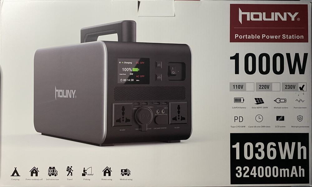 Зарядна станція павербанк Houny 1036.8 Вт•г/1000 Вт