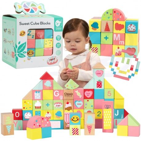 CLASSIC WORLD Drewniane Klocki Cukiernia Układanka Nauka Liczenia i