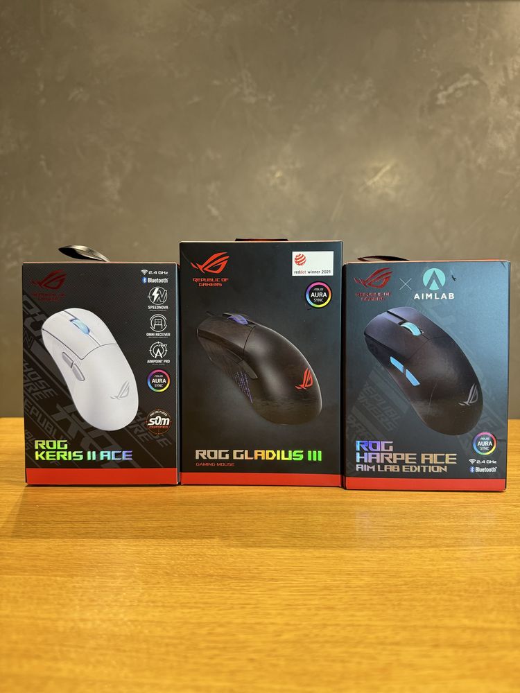 Миша Asus ROG Harpe, Keris II , Gladius III USB