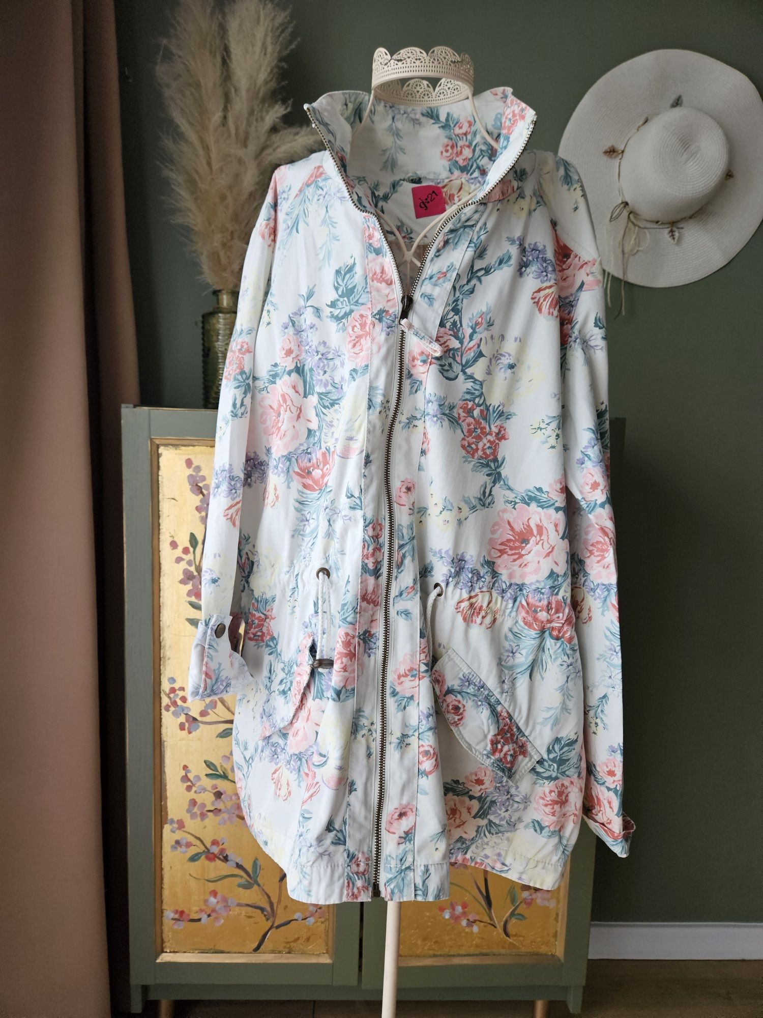 Kurtka damska plus size Parka George w Kwiaty w kwiaty cute XXL