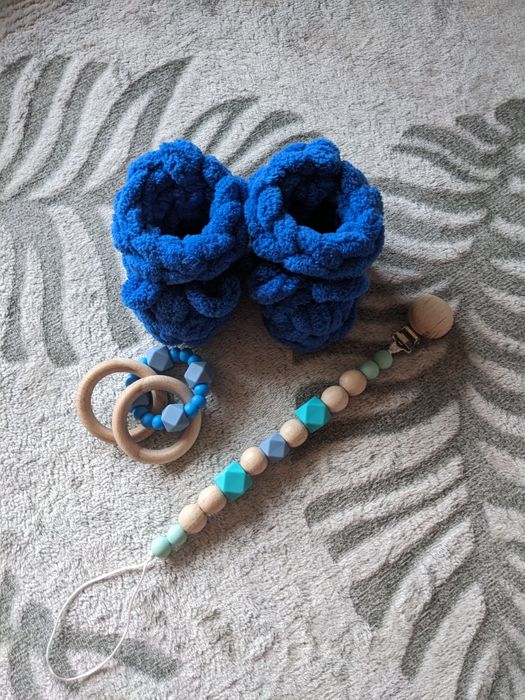 Плюшевий плед+пінетки+ гризунець+ тримач для пустушки