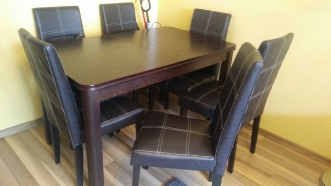 Stół rozkładany obiadowy 130x80 z 6 krzesłami zestaw mebli