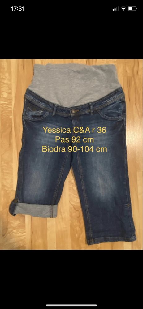 Yessica C&A 36 ciążowe szorty capri krótkie spodenki jeansowe dżinsowe