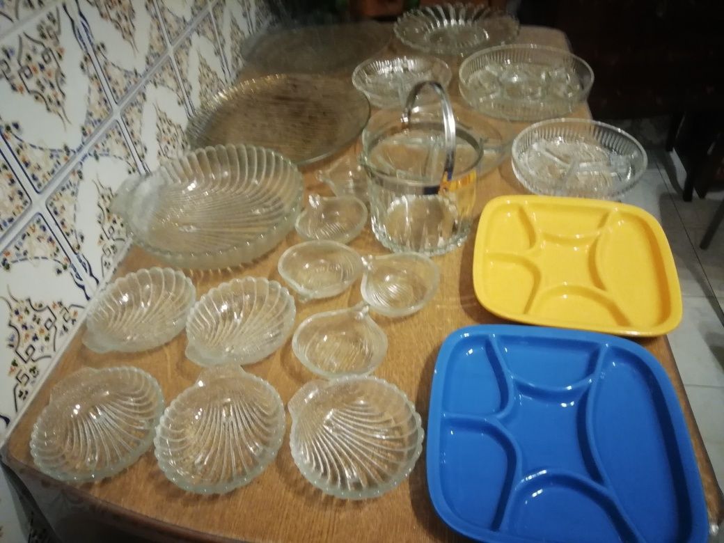 Conjunto 6 pratos Aperitivos Balde Gelo Caixa  Travessas e Conjunto