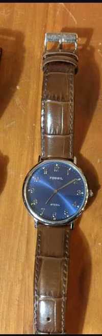 Relogio fossil classico 36 mm azul / bracelete couro castanho
