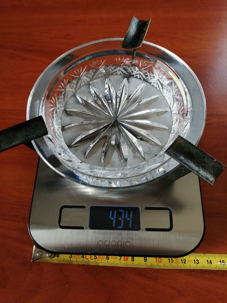 Kryształowa popielniczka szer szkła 13 cm