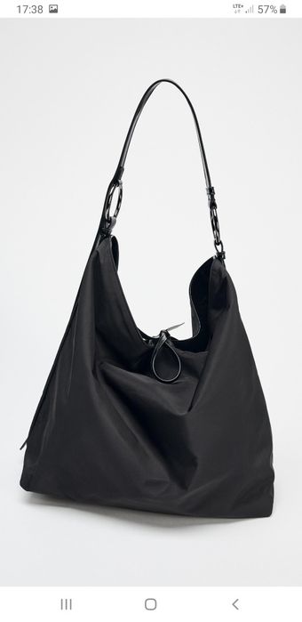 Torebka Zara worek miękki dwustronna czarna torba duża zara tkmaxx eko