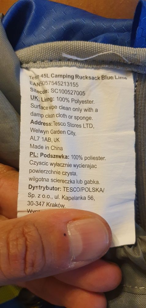 Plecak niebieski 45l litrów
