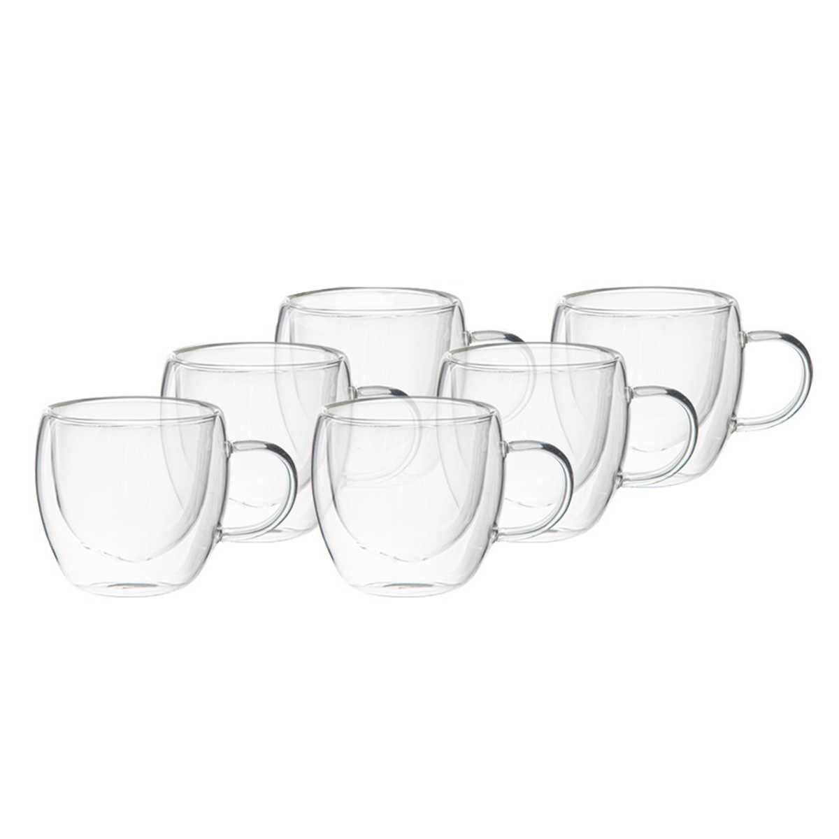 Conjunto 4 Chávenas térmicas de café vidro duplo 90ml sem pega