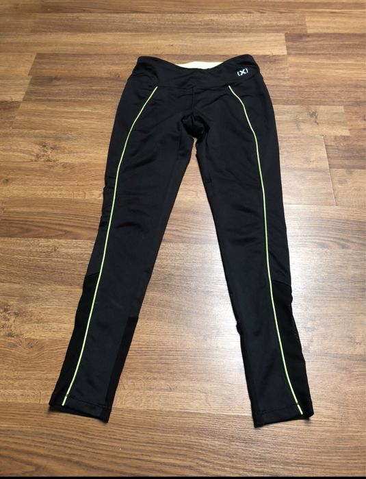 Spodnie legginsy treningowe damskie 2XIST czarne neonowy zielony xs