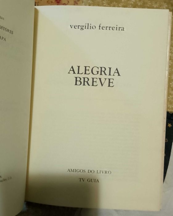 Alegria breve, Vergílio Ferreira