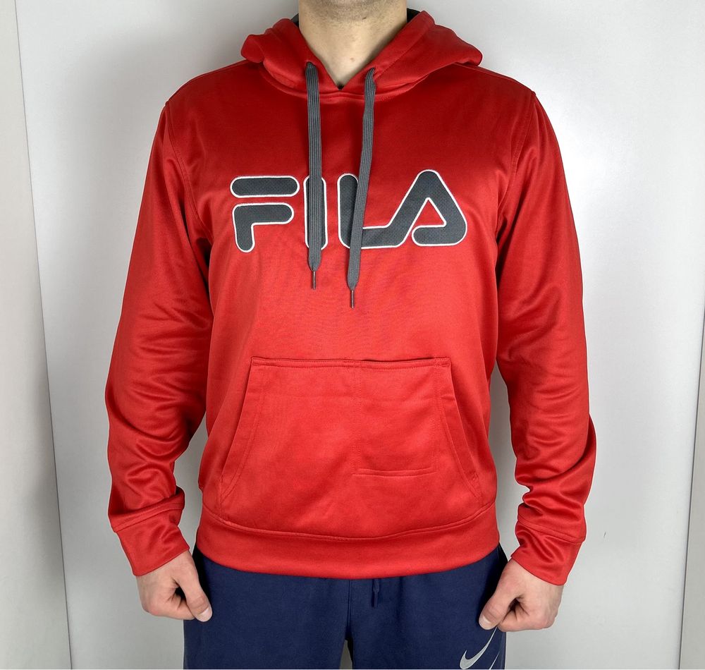 Fila кофта балахон s размер флисовая красная с лого оригинал