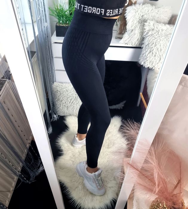 Leginsy spodnie damskie do ćwiczeń push up z wysokim stanem czarne M