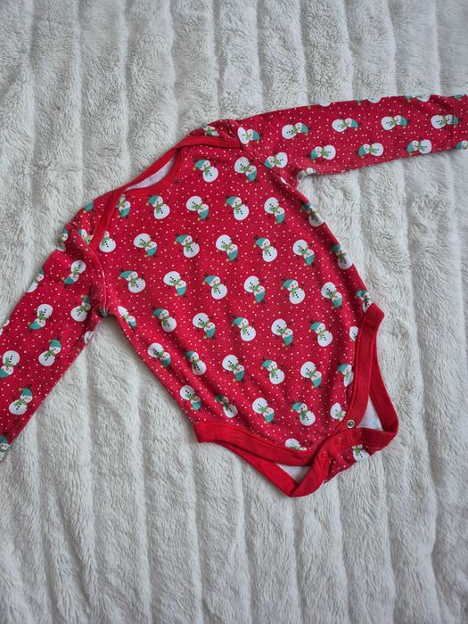 Czerwone body świąteczne F&F 80 bawełna bałwanki święta