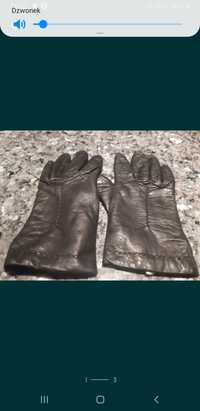 Rękawiczki czarne skóra prl vintage kolekcja italy włoskie zima damski