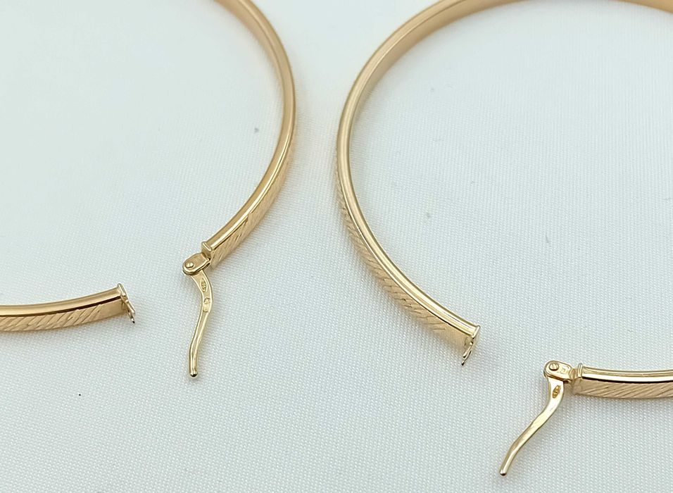 Złote Kolczyki DUŻE KOŁA FREZOWANE 5cm próba 585 NOWE/ Fajne Okazje