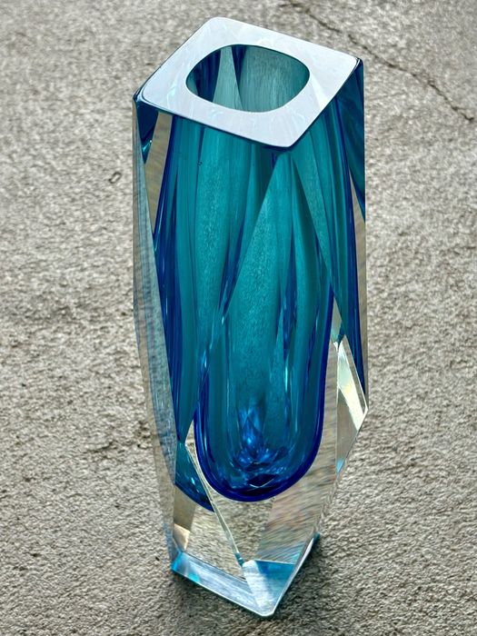 Ogromny Wazon Murano San Marco by Alessandro Mandruzzato 31cm Sky Blue