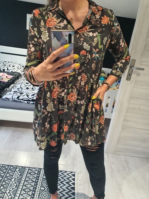 Koszula tunika sukienka w kwiaty