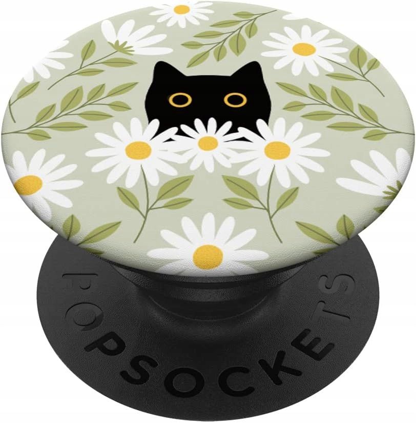 uchwyt na palce popsockets stokrotki czarny kot