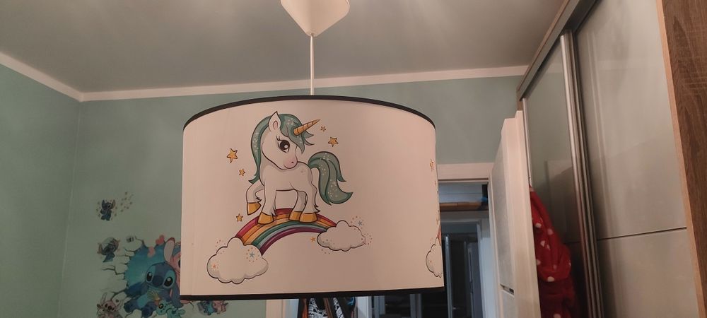 Lampa wisząca dziewczęca jednorożce walec