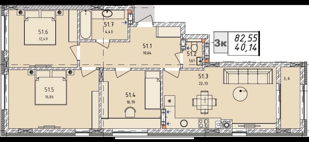 Продаж 3-кім з розтермінуванням в Городку