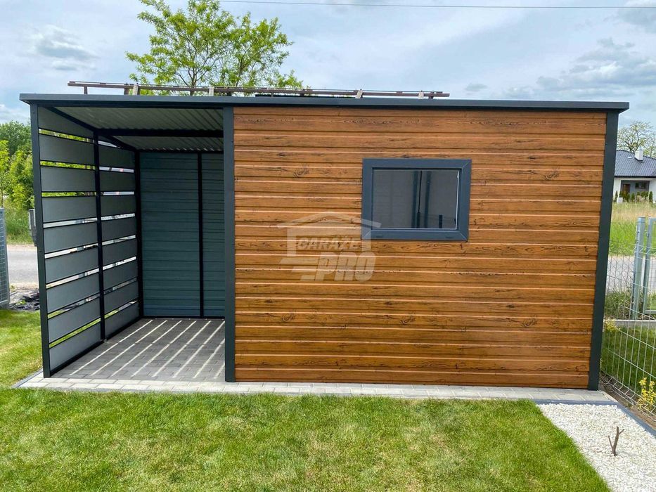 Schowek Domek Ogrodowy 3x2m + wiata 1,5m Drzwi okno dach  GP548