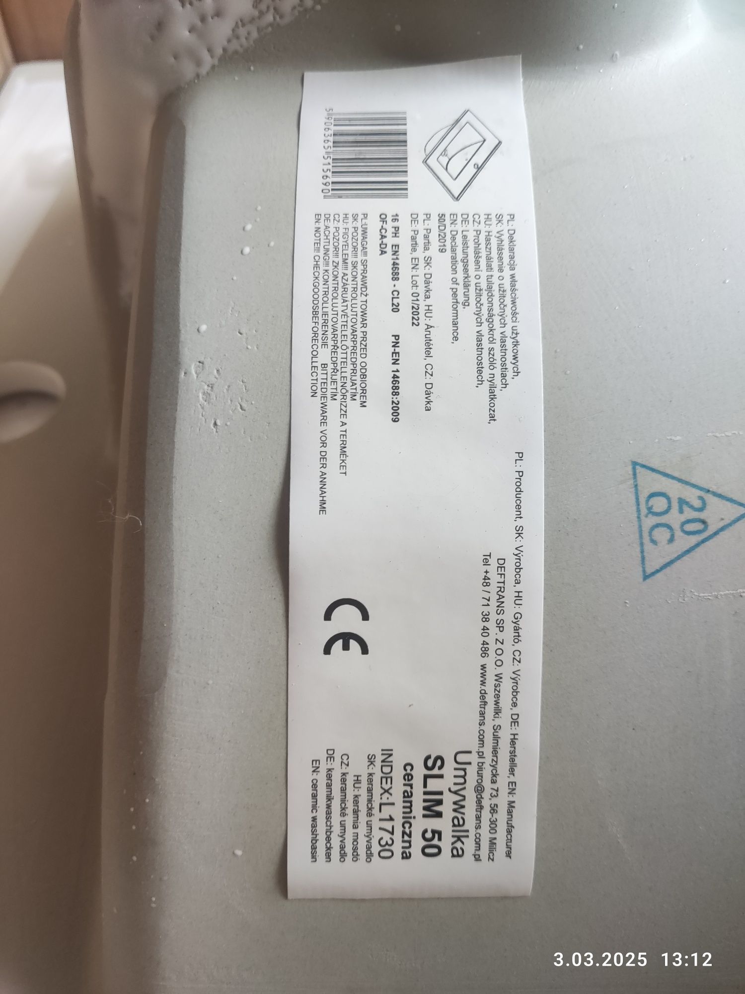 Umywalka 50 cm slim Nowa