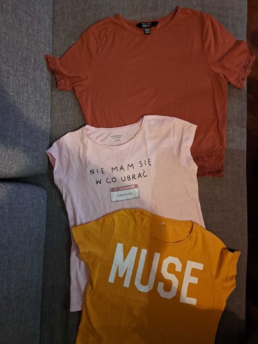 T-shirty 3 szt, brąz, żółta, nie mam się w co ubrać, 152 cm, Reserved