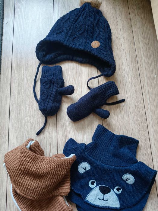 Zestaw zimowy HM r 86-92 czapka, rekawiczki