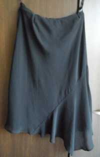 Czarna, zwiewna, asymetryczna spódnica M&S, rozm 14 (XL)