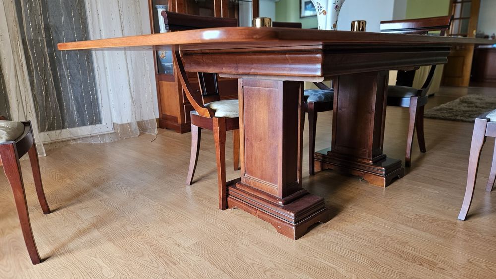 Mesa de sala de Jantar em Cerejeira - 220x110x80 + 6 Cadeiras