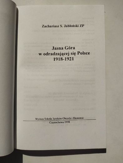 Jasna Góra w odradzającej się Polsce 1918 do 1921 Z.JABŁOŃSKI
