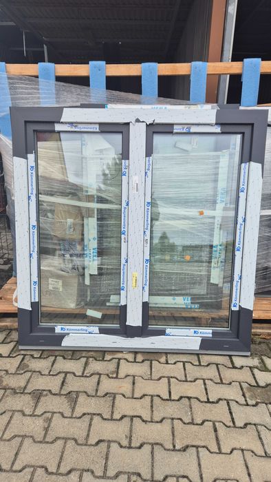 Okno PCV 148x146 Kommerling 88 3 szybowe kolor zew antracyt struktura