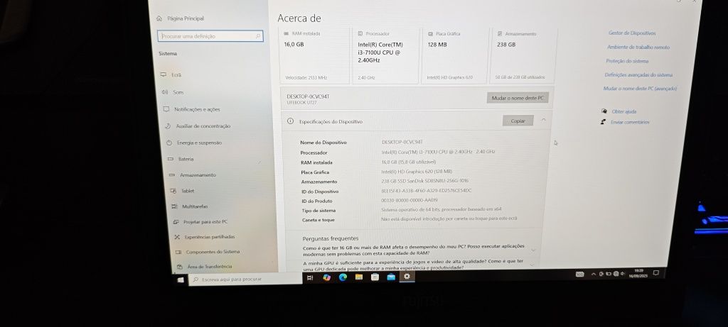 Portátil Fujitsu LifeBook U727