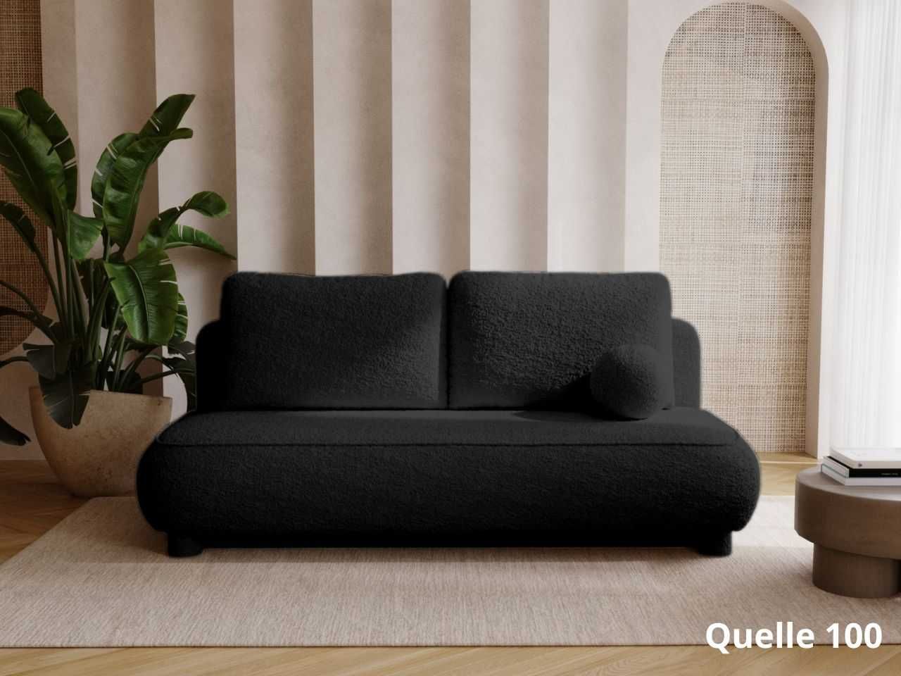 Sofa z funkcją spania i pojemnikiem Bali tkanina boucle