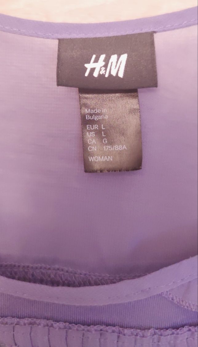 Sukienka letnia falbanki rozmiar L H&M fioletowa