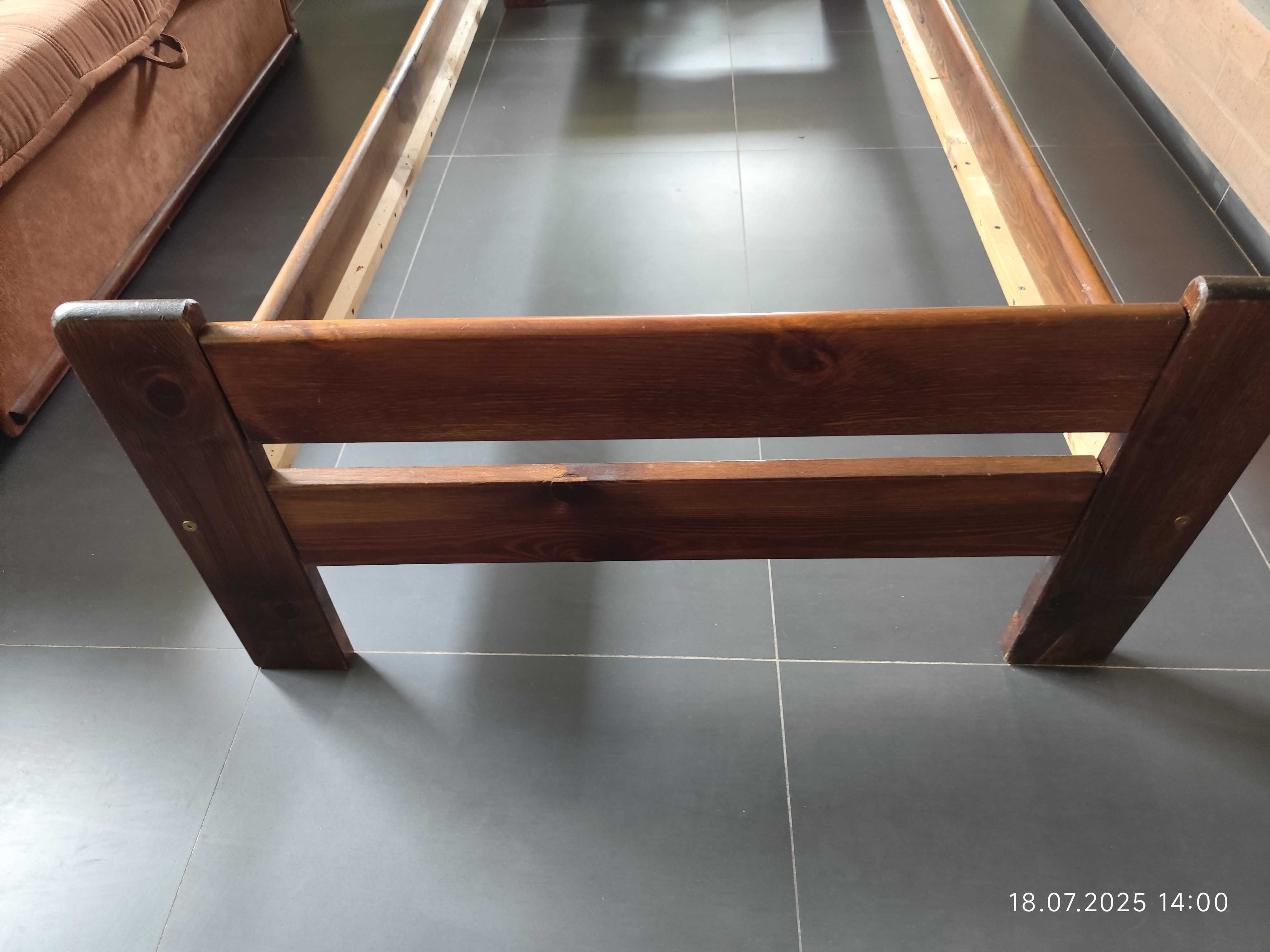 Łóżko z materacem i stelazem drewniane sosnowe 200 x 90 Ikea Sultan