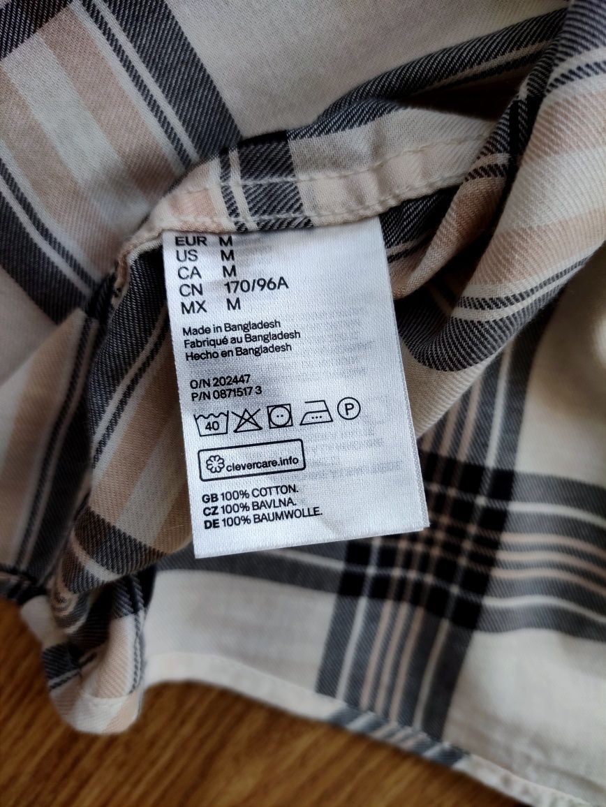 Jak nowa koszula w kratę oversize H&M 38/M / beż brąz luźna damska