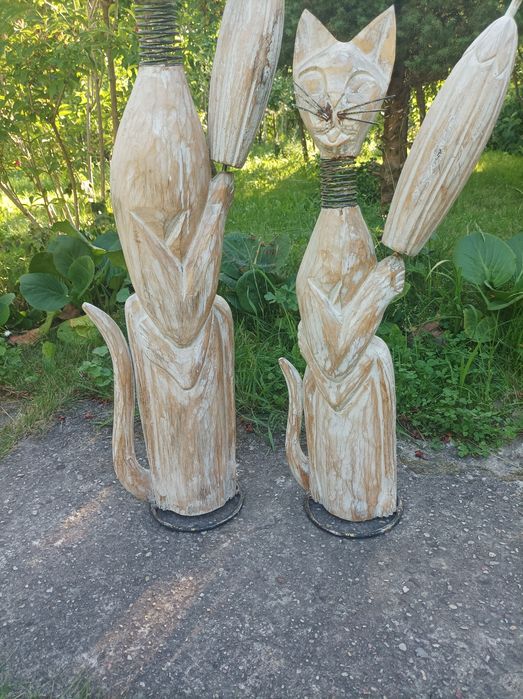 Koty rzeźba vintage ozdoba dekoracja duże.