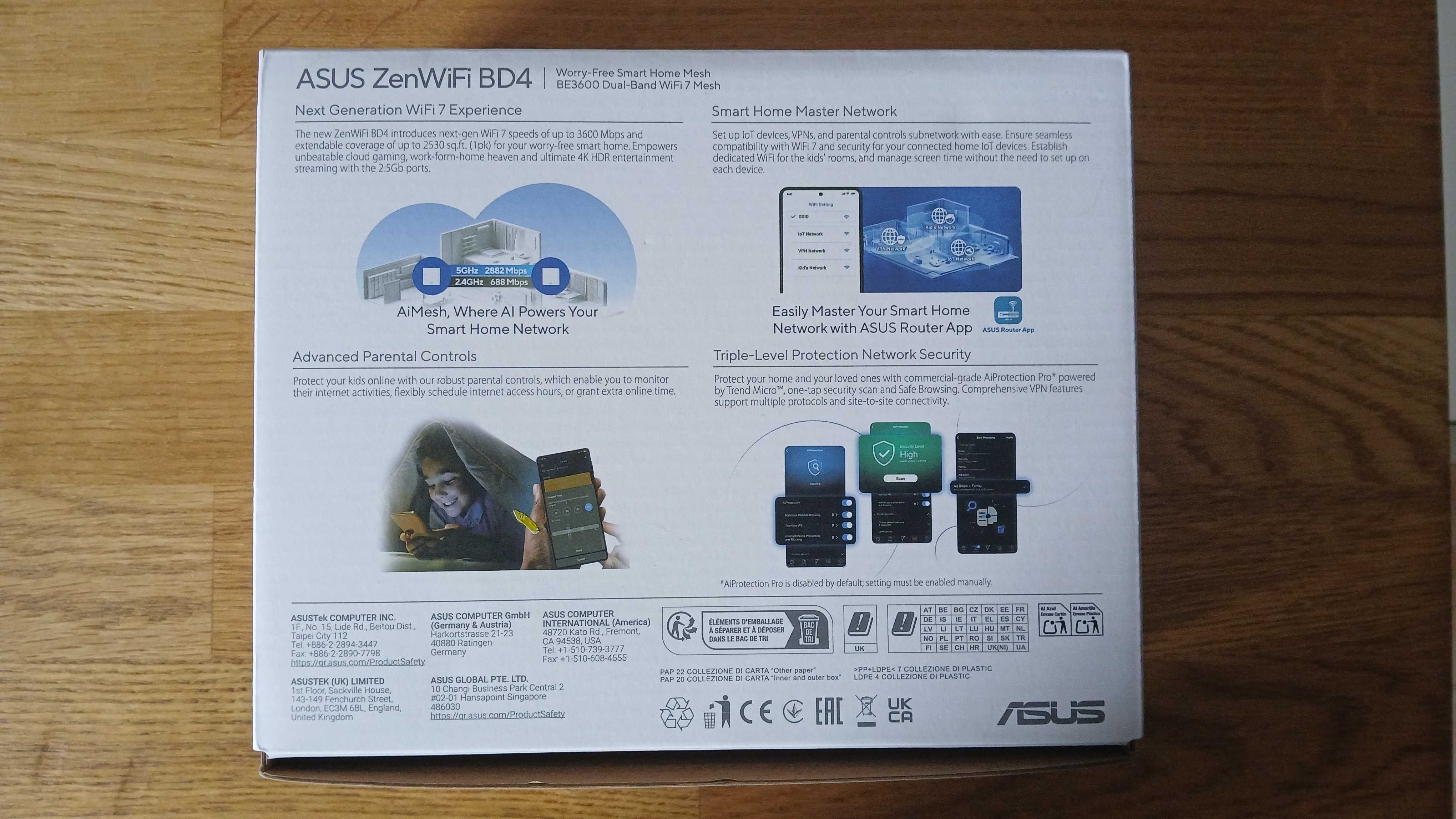 Sistema Mesh ASUS ZenWiFi BD4 BE3600 Dual-Band Wireless WiFi 7 2.5GbE