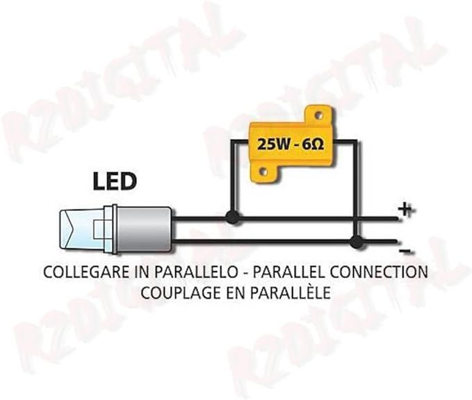 rezystory led do samochodów i motocykli 25 w z 4 zaciskami 2 szt