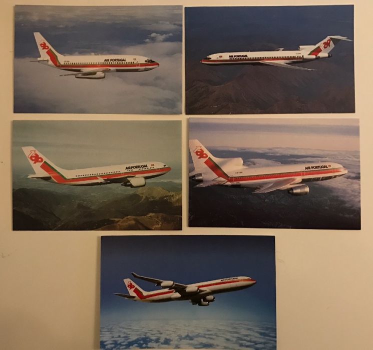 Cinco postais de aviões da TAP